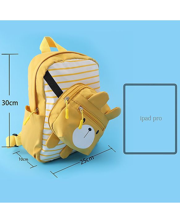 Babyhug Teddy Bear Applique Fashion Backpack - Yellow