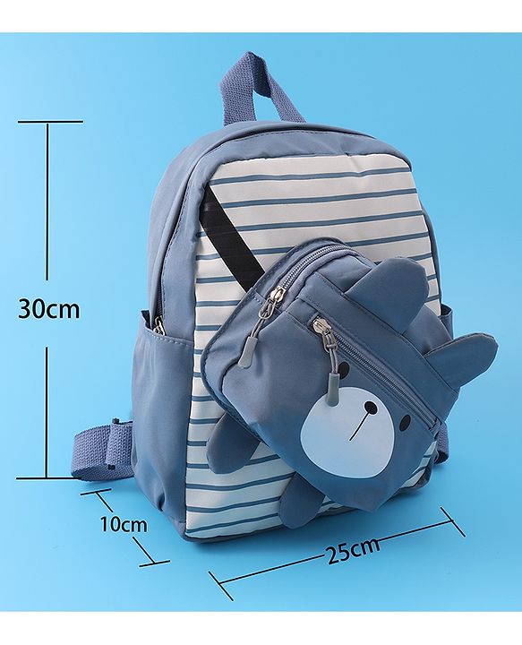 Babyhug Teddy Bear Applique Fashion Backpack - Blue