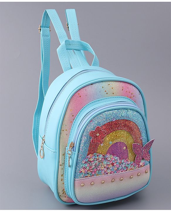 Babyhug Rainbow Detailed Fashion Backpack Free Size - Blue