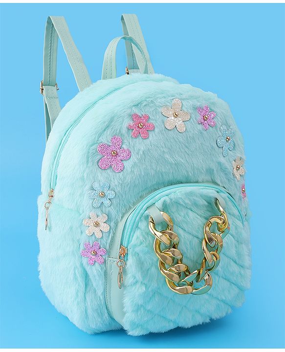 Pine Kids Fur Detailing Fashion Backpacks Free Size - Blue