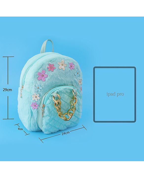 Pine Kids Fur Detailing Fashion Backpacks Free Size - Blue