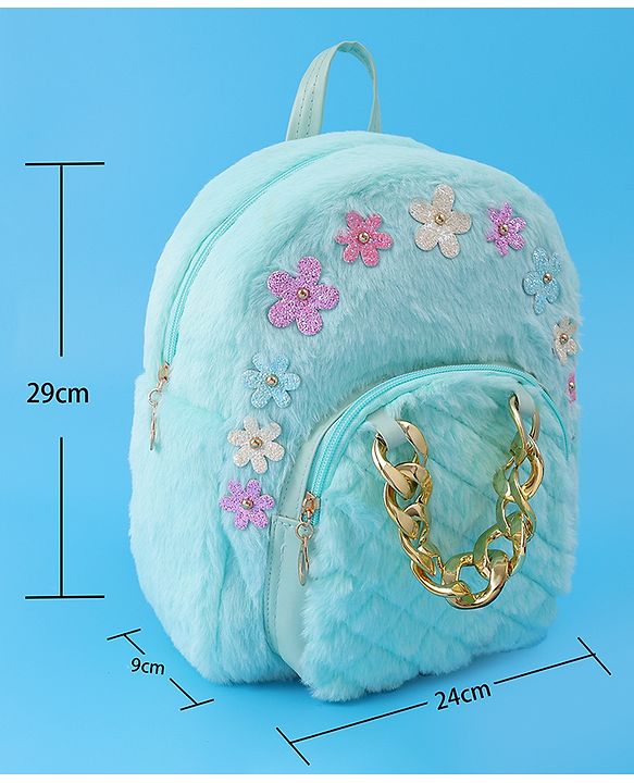 Pine Kids Fur Detailing Fashion Backpacks Free Size - Blue