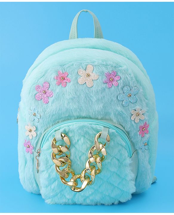 Pine Kids Fur Detailing Fashion Backpacks Free Size - Blue
