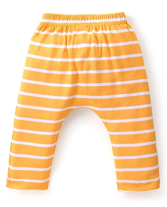 Babyhug Cotton Interlock Full Length Diaper Leggings with Striped & Animal Print Pack of 3 - Multicolor