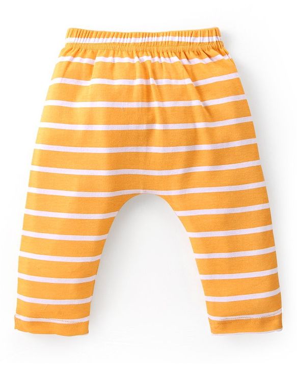 Babyhug Cotton Interlock Full Length Diaper Leggings with Striped & Animal Print Pack of 3 - Multicolor