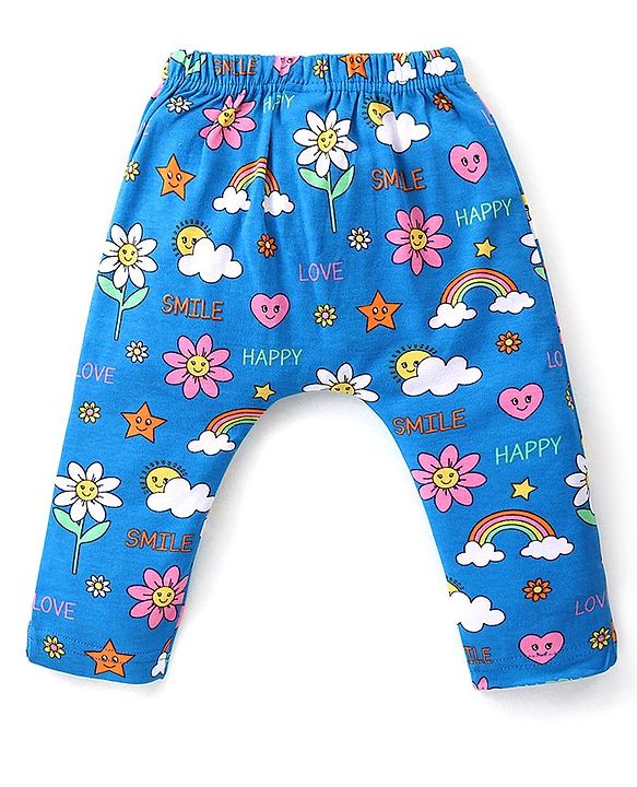 Babyhug Interlock Cotton Knit Full Length Diaper Leggings with Floral & Polka Dots Print Pack of 3 - Multicolour