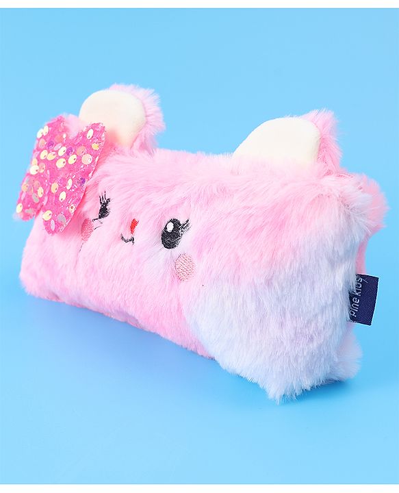Pine Kids Utility Pouch with Kitty Design & Sequin Bow Applique - Pink