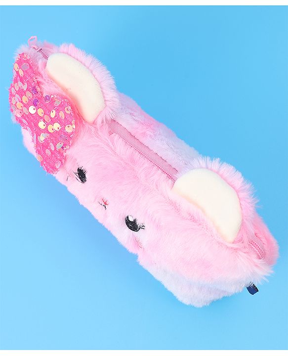 Pine Kids Utility Pouch with Kitty Design & Sequin Bow Applique - Pink