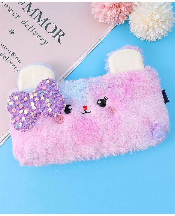 Pine Kids Utility Pouch with Kitty Design & Sequin Bow Applique - Purple(Color May Vary)