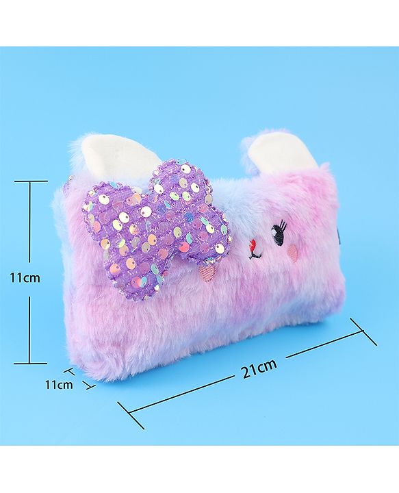 Pine Kids Utility Pouch with Kitty Design & Sequin Bow Applique - Purple(Color May Vary)