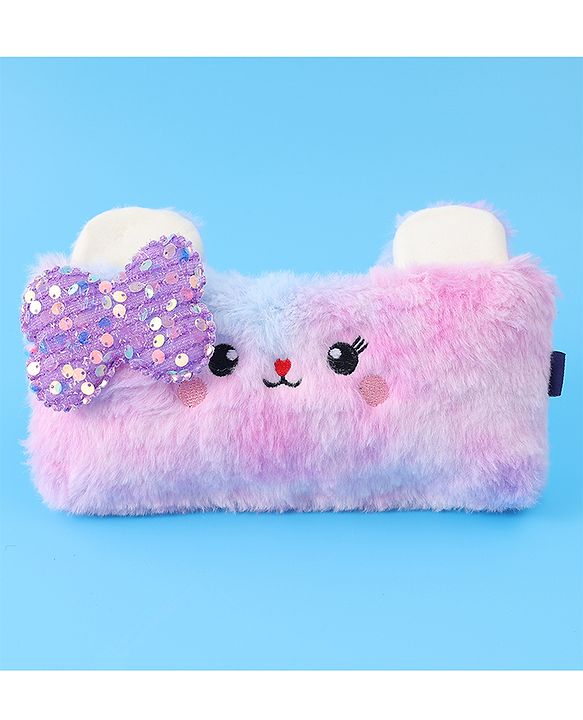 Pine Kids Utility Pouch with Kitty Design & Sequin Bow Applique - Purple(Color May Vary)