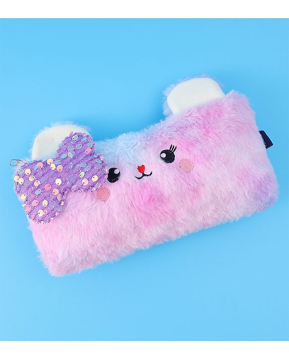 Pine Kids Utility Pouch with Kitty Design & Sequin Bow Applique - Purple(Color May Vary)