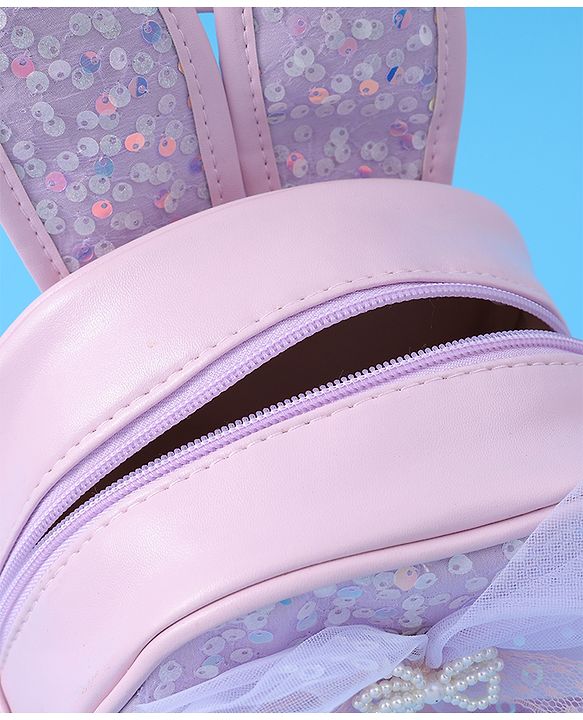 Babyhug Bow Applique  Fashion Backpack with Sequin Detailing  - Purple