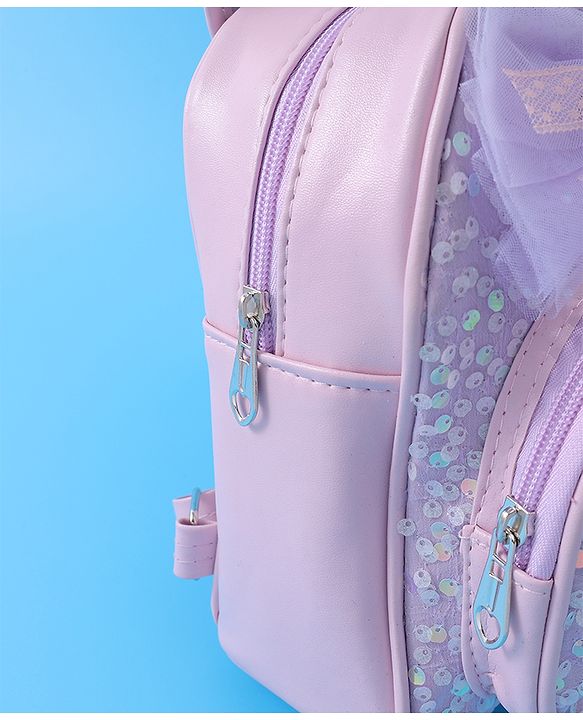 Babyhug Bow Applique  Fashion Backpack with Sequin Detailing  - Purple