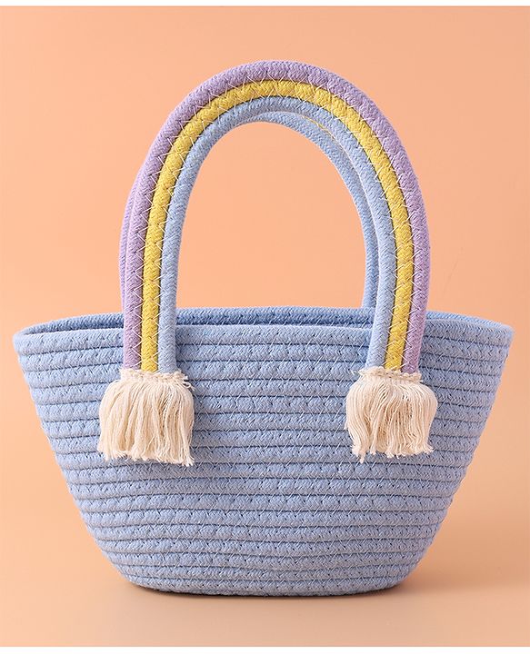 Pine Kids Floral Smiley Applique Hand Bag - Blue