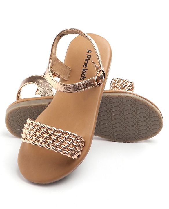 Pine Kids Buckle Closure Sandals - Golden