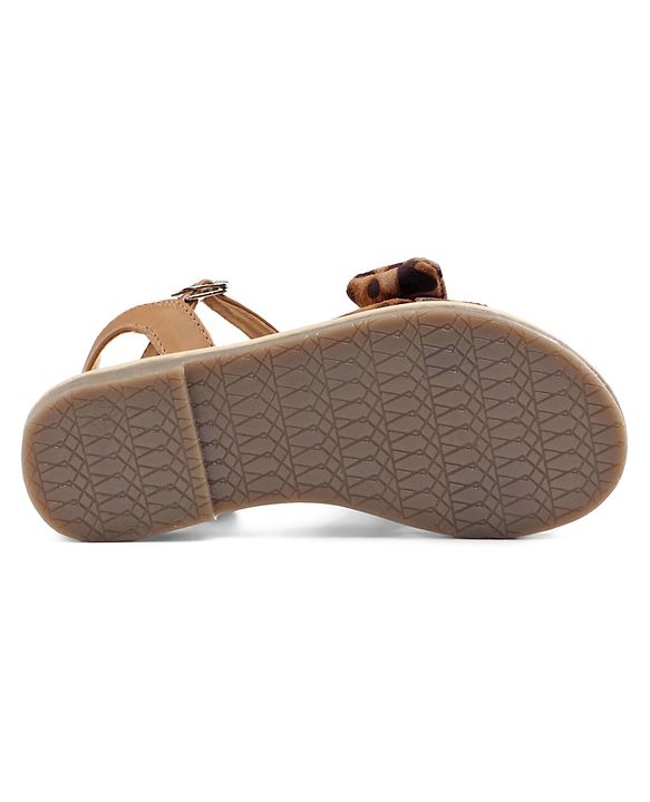 Pine Kids Buckle Closure Sandals with Bow Applique - Beige