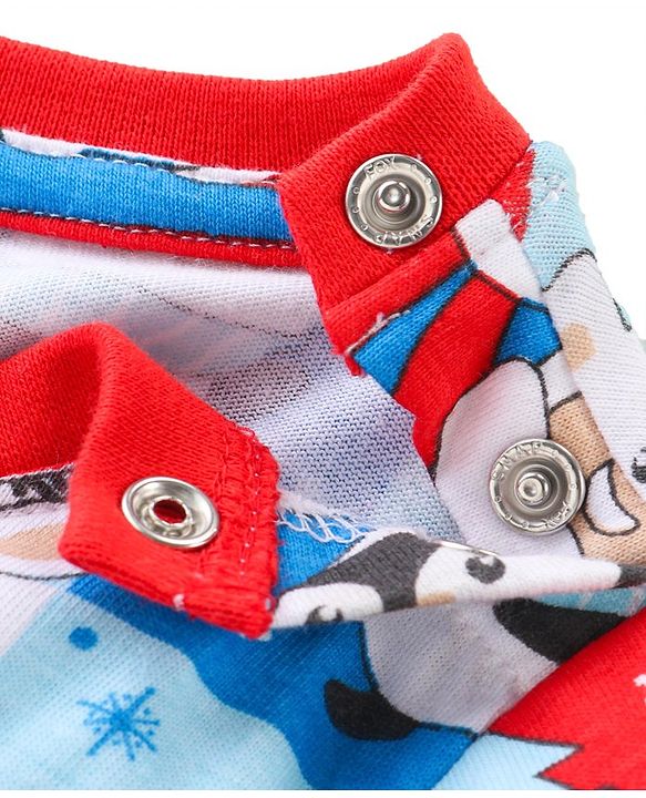 Babyhug Cotton Knit Full Sleeves Night Suit With Christmas Theme Print - Multicolour