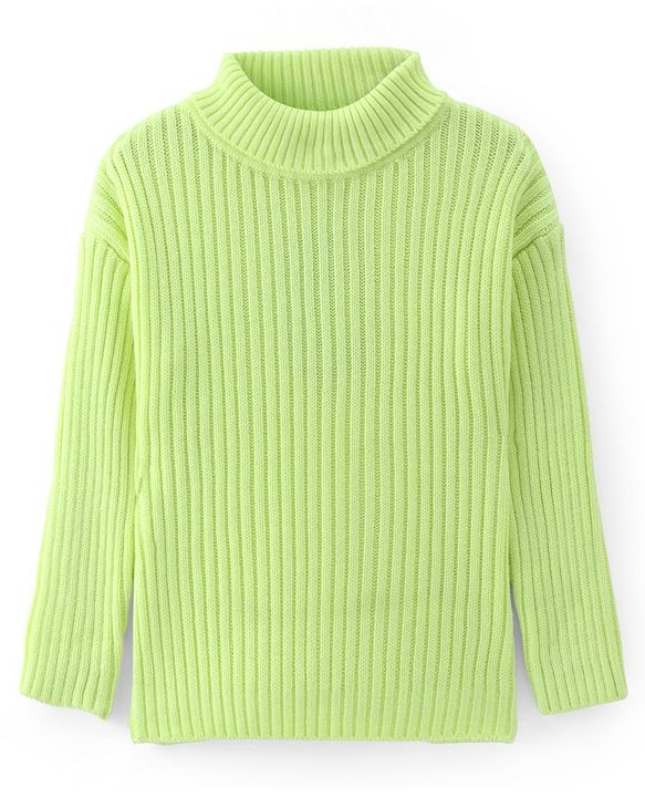 Pine Kids Knit Full Sleeves Turtleneck Sweater - Neon Yellow