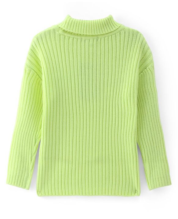 Pine Kids Knit Full Sleeves Turtleneck Sweater - Neon Yellow