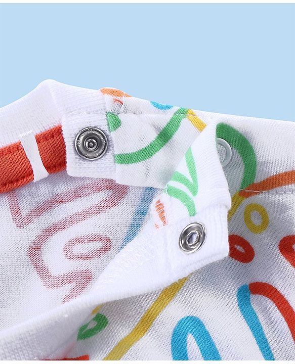 Babyhug Cotton Knit Half Sleeves T-Shirt & Shorts Set With Leafy Print - Multicolor