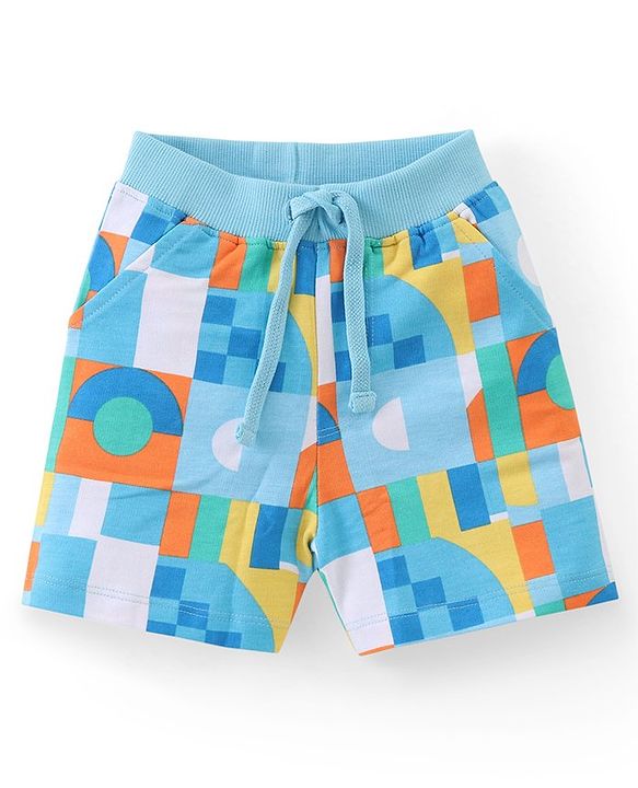 Babyhug Cotton Knit Half Sleeves T-Shirt & Shorts Set With Abstract Print - Multicolor