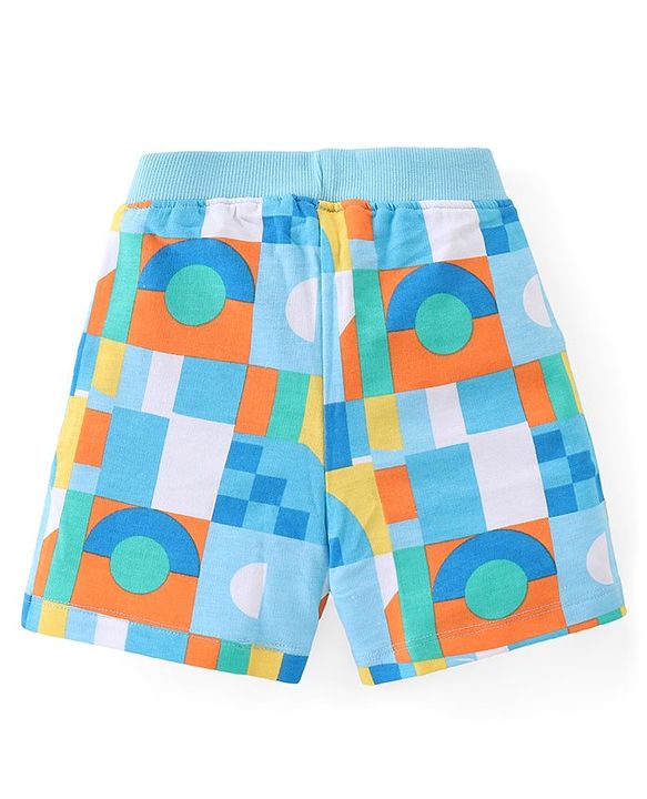 Babyhug Cotton Knit Half Sleeves T-Shirt & Shorts Set With Abstract Print - Multicolor