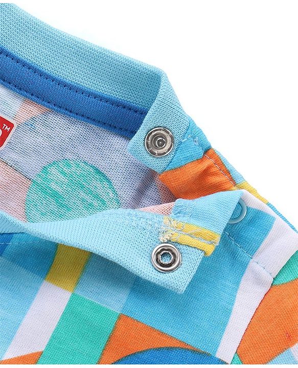 Babyhug Cotton Knit Half Sleeves T-Shirt & Shorts Set With Abstract Print - Multicolor