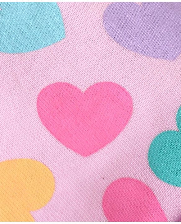 Babyhug 100% Cotton Knit Cap Mittens & Booties Set Heart Print - Pink