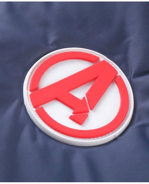 Pine Kids Marvel Full Sleeves Front Open Padded Hooded Jacket with Avengers Patch Applique - Navy Blue & Red