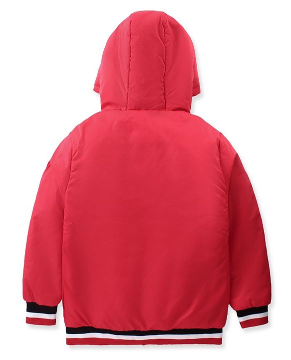 Pine Kids Marvel Full Sleeves Front Open Padded Hooded Jacket with Iron Man Graphics - Red