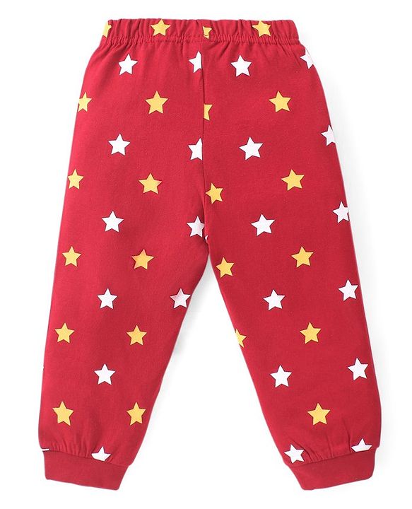 Babyhug Cotton Knit Full Sleeves Night Suit With Text Print - Brown