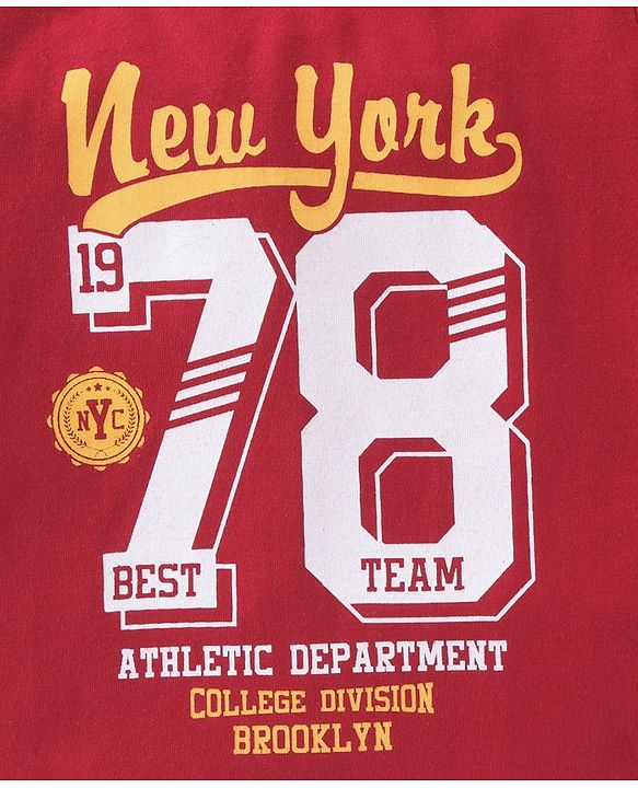 Babyhug Cotton Knit Full Sleeves Night Suit With Text Print - Brown