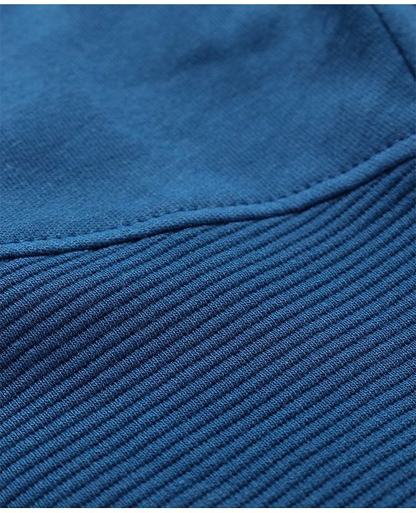 Babyhug Terry Knit Full Length Lounge Pants with Text Print - Blue