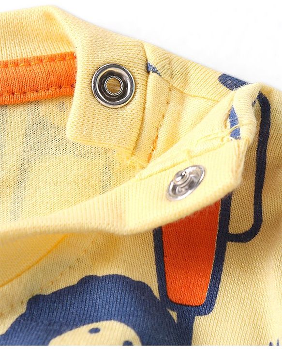 Babyhug Cotton Knit Full Sleeves Night Suit with Vehicle Print - Yellow