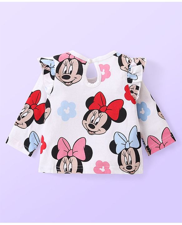 Babyhug Disney Cotton Knit  Full Sleeves Top with Minnie Mouse Graphics & Frill Detailing Pack of 3 - Red White & Blue