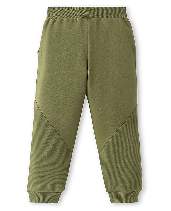 Babyhug Terry Knit Full Length Solid Lounge Pant - Olive Green