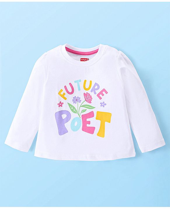 Babyhug Cotton Knit Full Sleeves Night Suit with Polka Dot Print - White & Pink