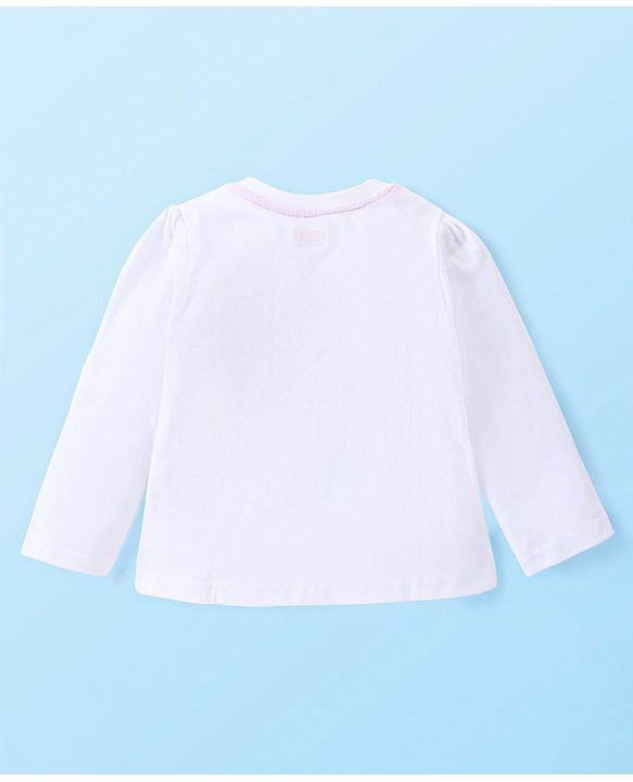 Babyhug Cotton Knit Full Sleeves Night Suit with Polka Dot Print - White & Pink