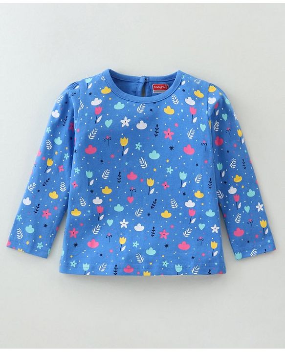 Babyhug Cotton Knit Full Sleeves Tops With Floral & Polka Dot Print Pack of 3 - Multicolor