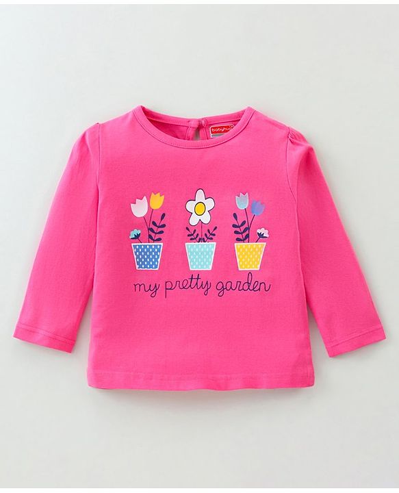Babyhug Cotton Knit Full Sleeves Tops With Floral & Polka Dot Print Pack of 3 - Multicolor