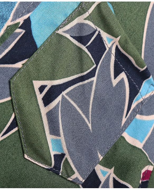 Pine Kids Viscose Woven Half Sleeves Abstract Printed Shirt With Inner Tee - Grey