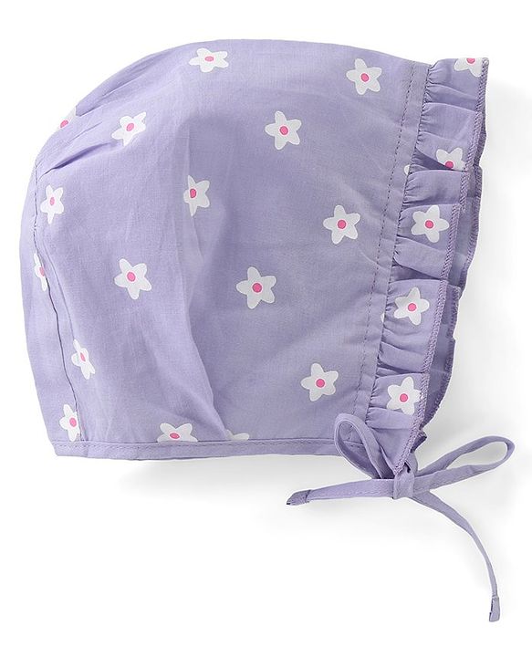 Babyhug Cambric Woven Cap with Knot Polka Dot & Floral Print Pack of 3 - Multicolor