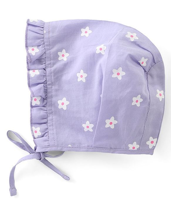 Babyhug Cambric Woven Cap with Knot Polka Dot & Floral Print Pack of 3 - Multicolor