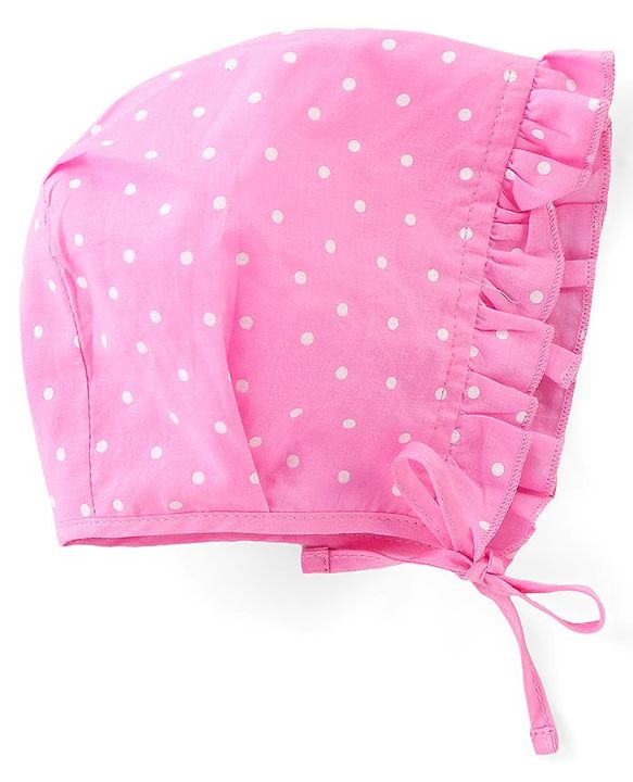 Babyhug Cambric Woven Cap with Knot Polka Dot & Floral Print Pack of 3 - Multicolor