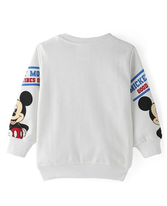 Babyhug Disney Terry Knit Full Sleeves Sweatshirt with Mickey Mouse Graphics - White