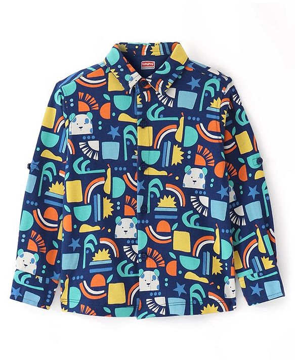 Babyhug Cotton Knit Full Sleeves Printed Shirt - Multicolor