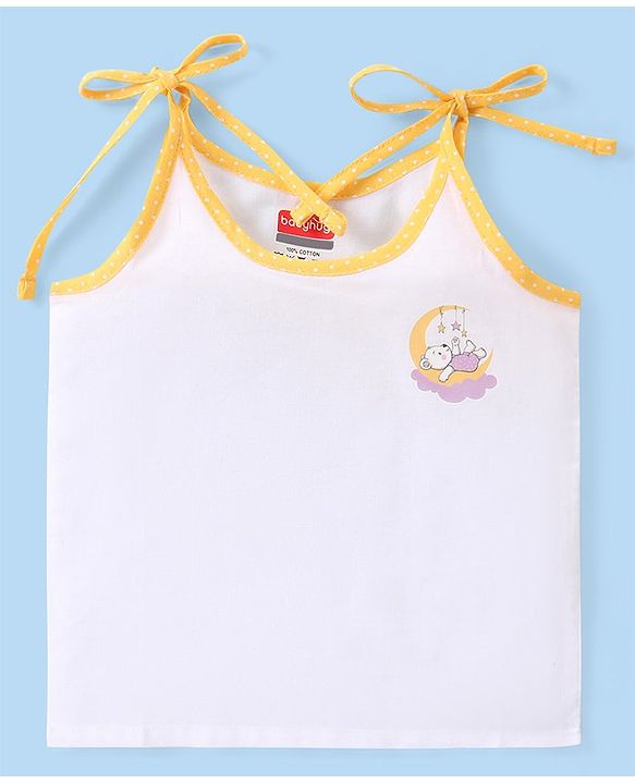 Babyhug 100% Cotton Shoulder Tie Knot Jhablas with Sea Life & Unicorn Print Pack of 5 - White