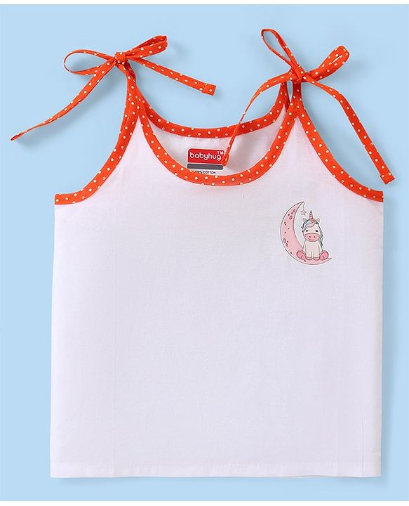 Babyhug 100% Cotton Shoulder Tie Knot Jhablas with Sea Life & Unicorn Print Pack of 5 - White