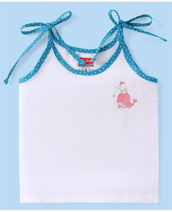 Babyhug 100% Cotton Shoulder Tie Knot Jhablas with Sea Life & Unicorn Print Pack of 5 - White